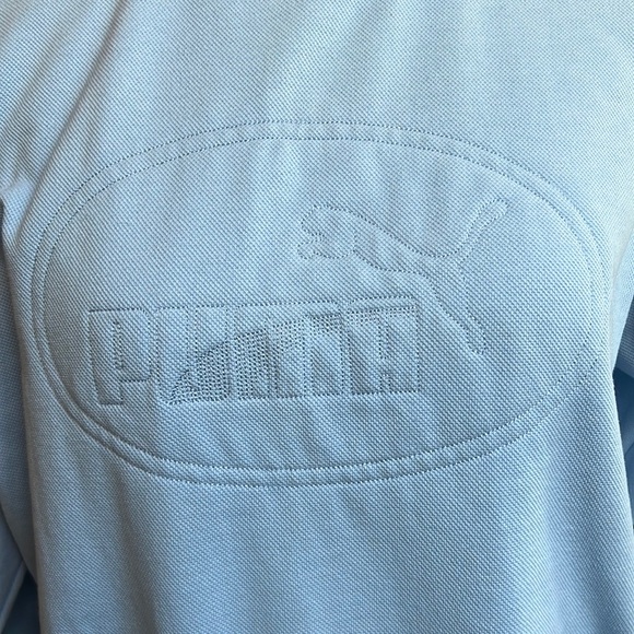 Vintage Puma Sweatshirt with Collar in Sky Blue - Picture 12 of 15
